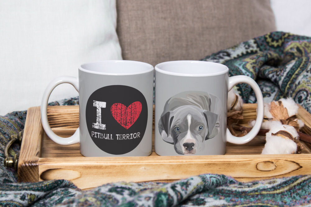 Caneca de Cerâmica Branca 325ml I Love Pet Pitbull Terrier