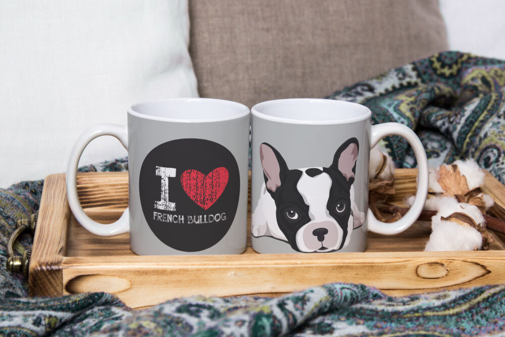 Caneca de Cerâmica Branca 325ml I Love Pet French Bulldog