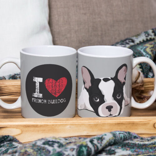Caneca de Cerâmica Branca 325ml I Love Pet French Bulldog
