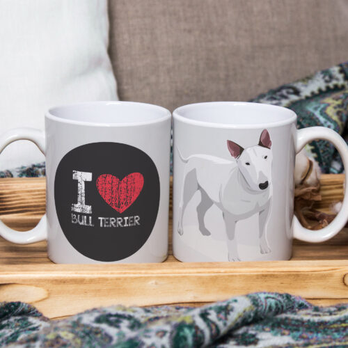 Caneca de Cerâmica Branca 325ml I Love Pet Bull Terrier
