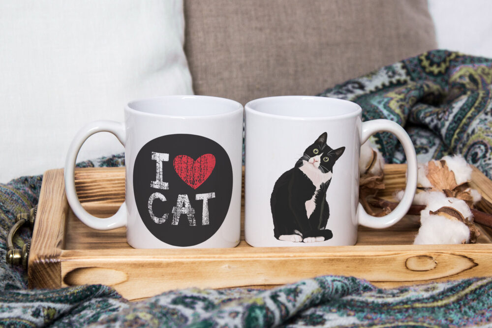 Caneca de Cerâmica Branca 325ml I Love Pet Cat