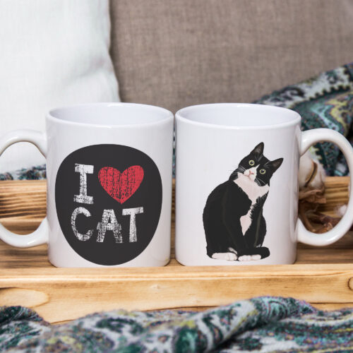 Caneca de Cerâmica Branca 325ml I Love Pet Cat