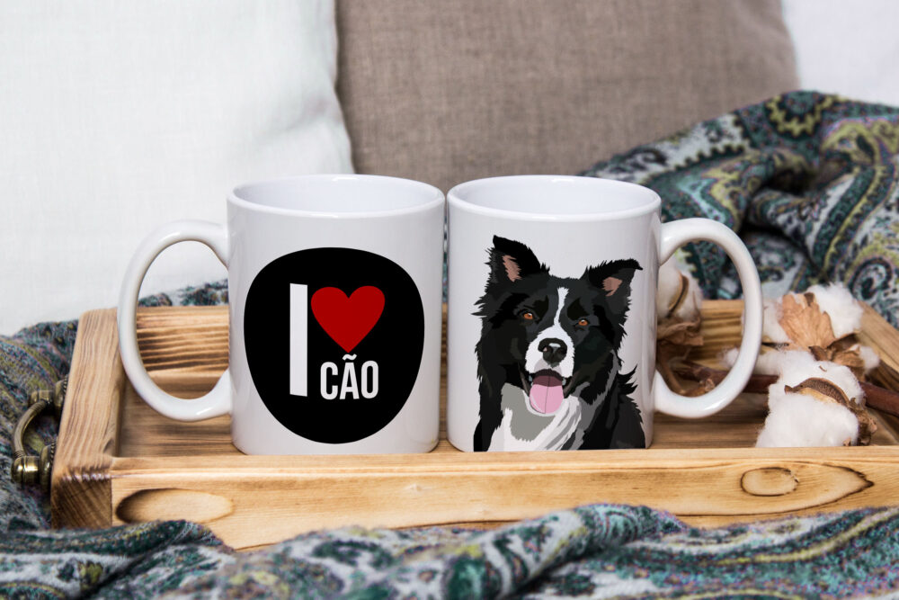 Caneca de Cerâmica Branca 325ml I Love Pet Cão