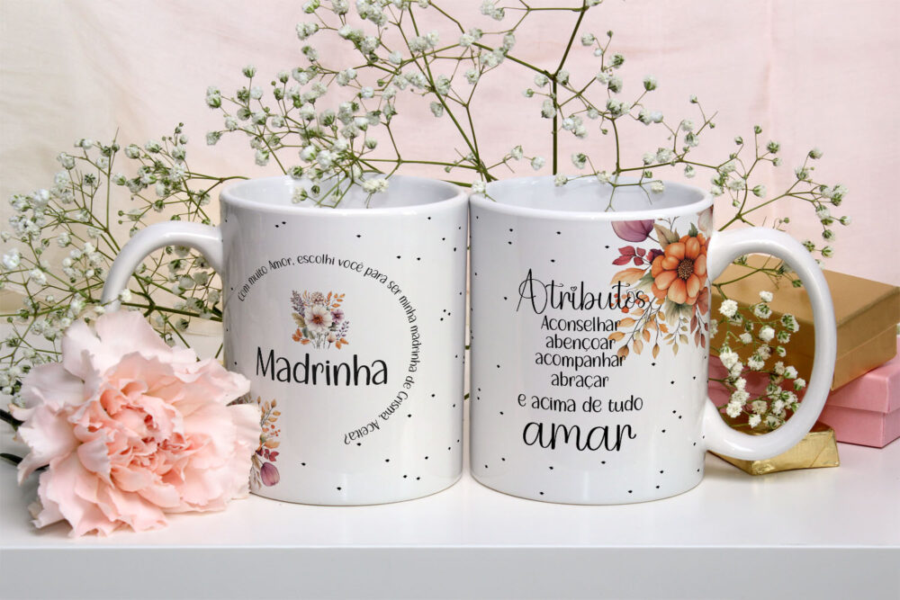 Caneca de Cerâmica Branca Personalizada 325ml Tema Crisma 01