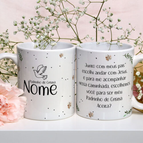 Caneca de Cerâmica Branca Personalizada 325ml Tema Crisma 03