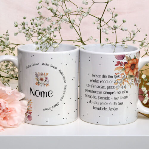 Caneca de Cerâmica Branca Personalizada 325ml Tema Crisma 07