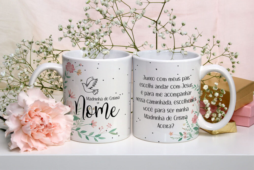 Caneca de Cerâmica Branca Personalizada 325ml Tema Crisma 10