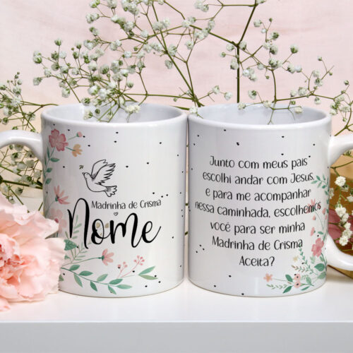 Caneca de Cerâmica Branca Personalizada 325ml Tema Crisma 10