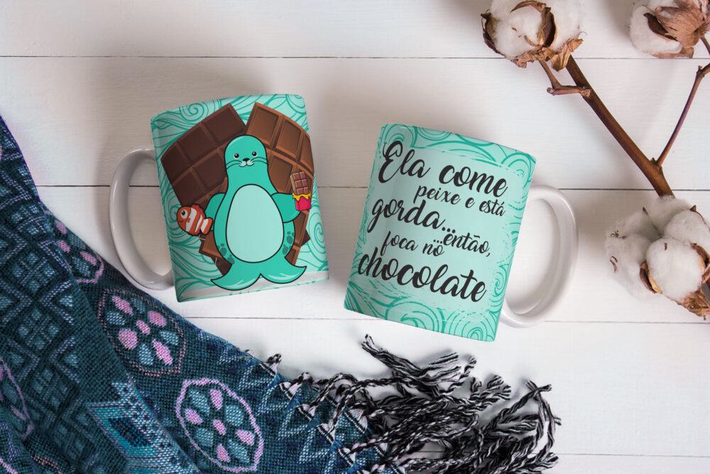 Caneca de Cerâmica 325ml Foca Focada 05