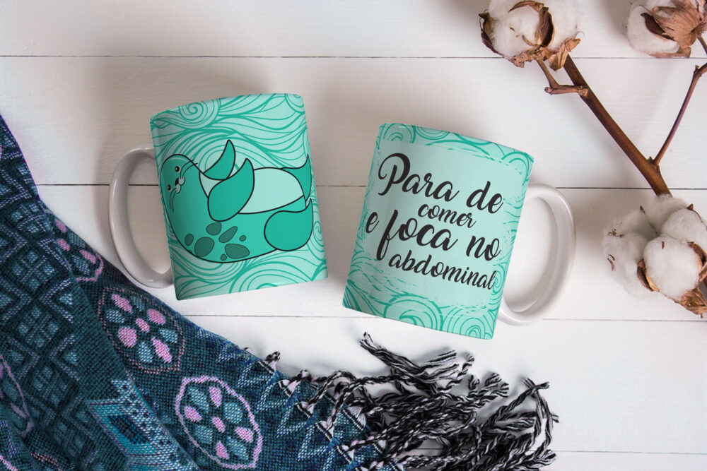 Caneca de Cerâmica 325ml Foca Focada 07