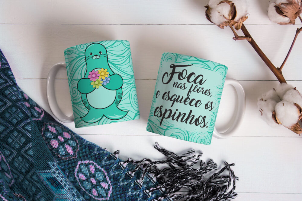 Caneca de Cerâmica 325ml Foca Focada 08