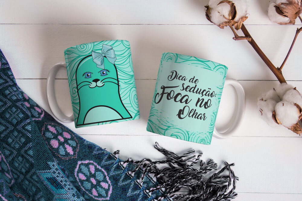 Caneca de Cerâmica 325ml Foca Focada 09
