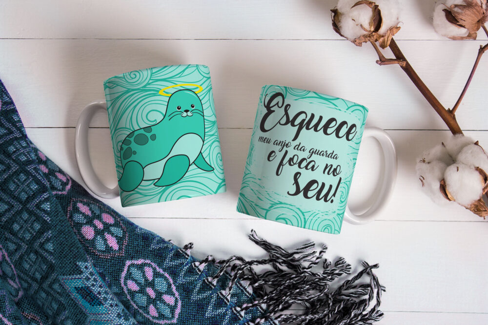 Caneca de Cerâmica 325ml Foca Focada 10