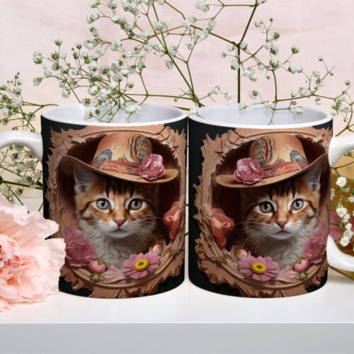 Caneca de Cerâmica 325ml Gatos e Dogs 3D 01