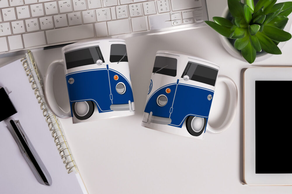 Caneca de Cerâmica 325ml Volkswagen Perua Kombi Azul