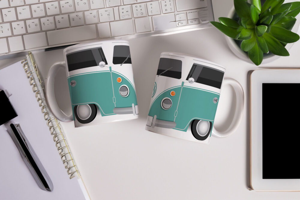 Caneca de Cerâmica 325ml Volkswagen Perua Kombi Verde