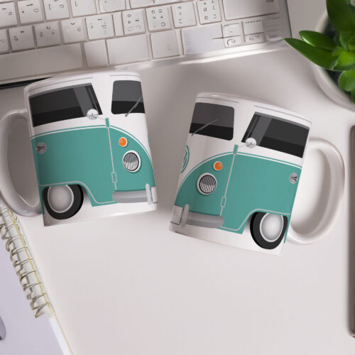 Caneca de Cerâmica 325ml Volkswagen Perua Kombi Verde