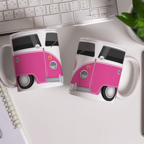 Caneca de Cerâmica 325ml Volkswagen Perua Kombi Rosa