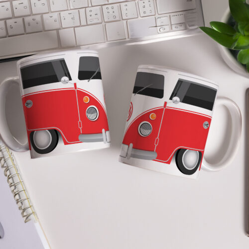 Caneca de Cerâmica 325ml Volkswagen Perua Kombi Vermelha