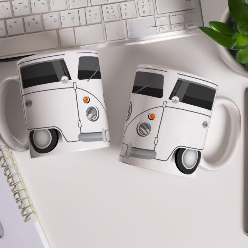Caneca de Cerâmica 325ml Volkswagen Perua Kombi Branca