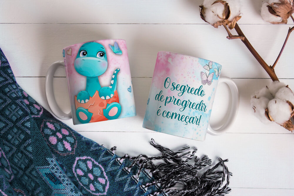 Caneca de Cerâmica 325ml Dinossauro Motivacional 01