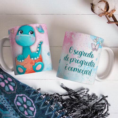 Caneca de Cerâmica 325ml Dinossauro Motivacional 01