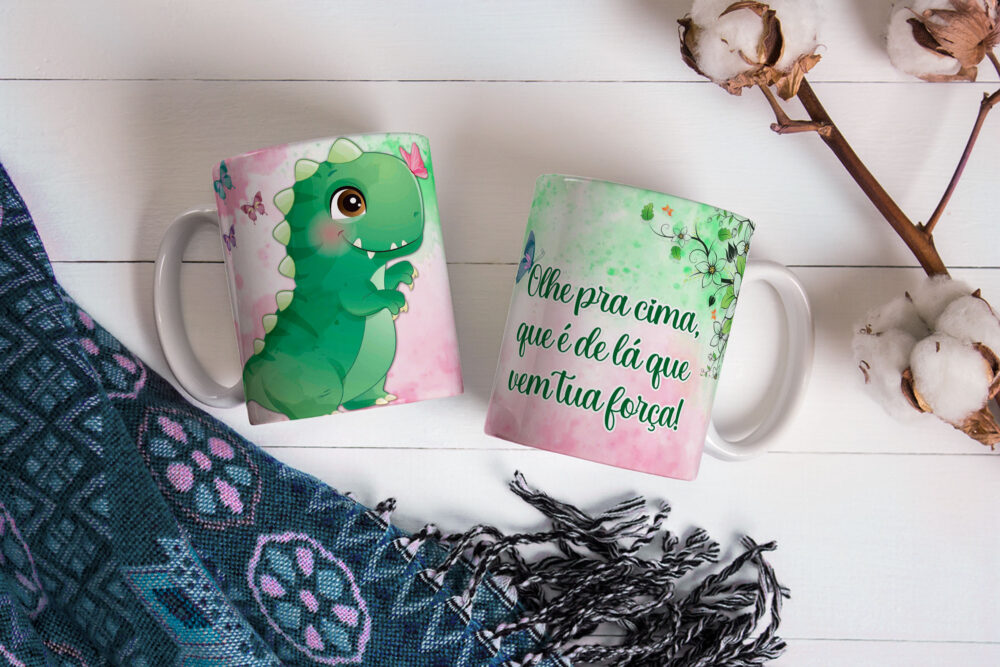 Caneca de Cerâmica 325ml Dinossauro Motivacional 02