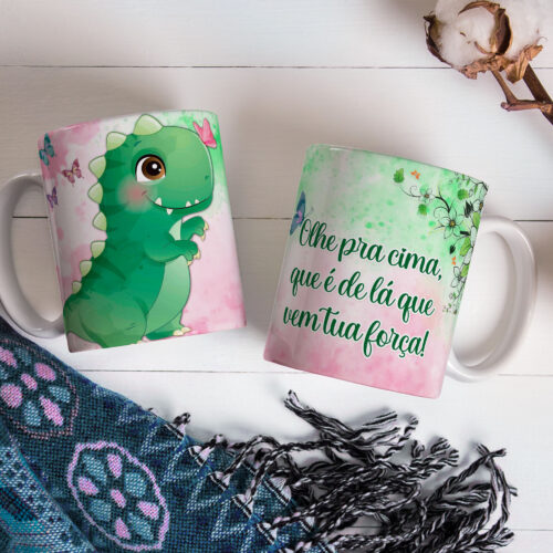 Caneca de Cerâmica 325ml Dinossauro Motivacional 02