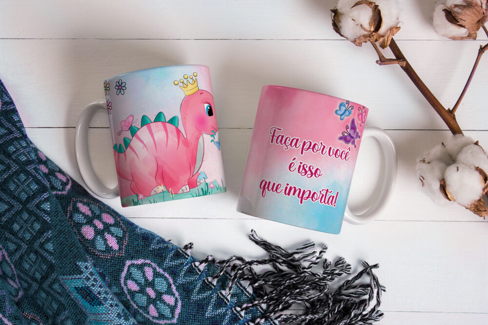 Caneca de Cerâmica 325ml Dinossauro Motivacional 03