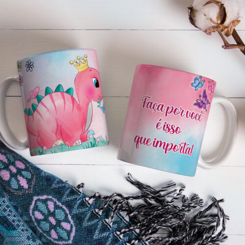 Caneca de Cerâmica 325ml Dinossauro Motivacional 03