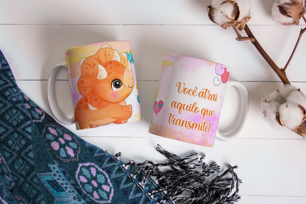 Caneca de Cerâmica 325ml Dinossauro Motivacional 04