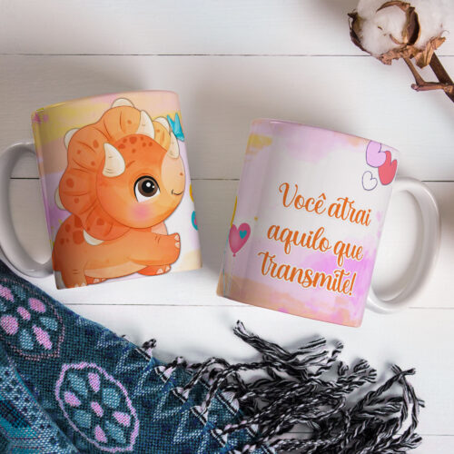 Caneca de Cerâmica 325ml Dinossauro Motivacional 04