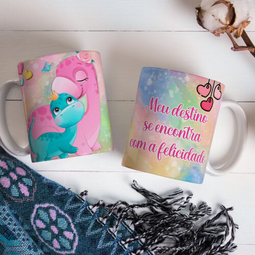 Caneca de Cerâmica 325ml Dinossauro Motivacional 05