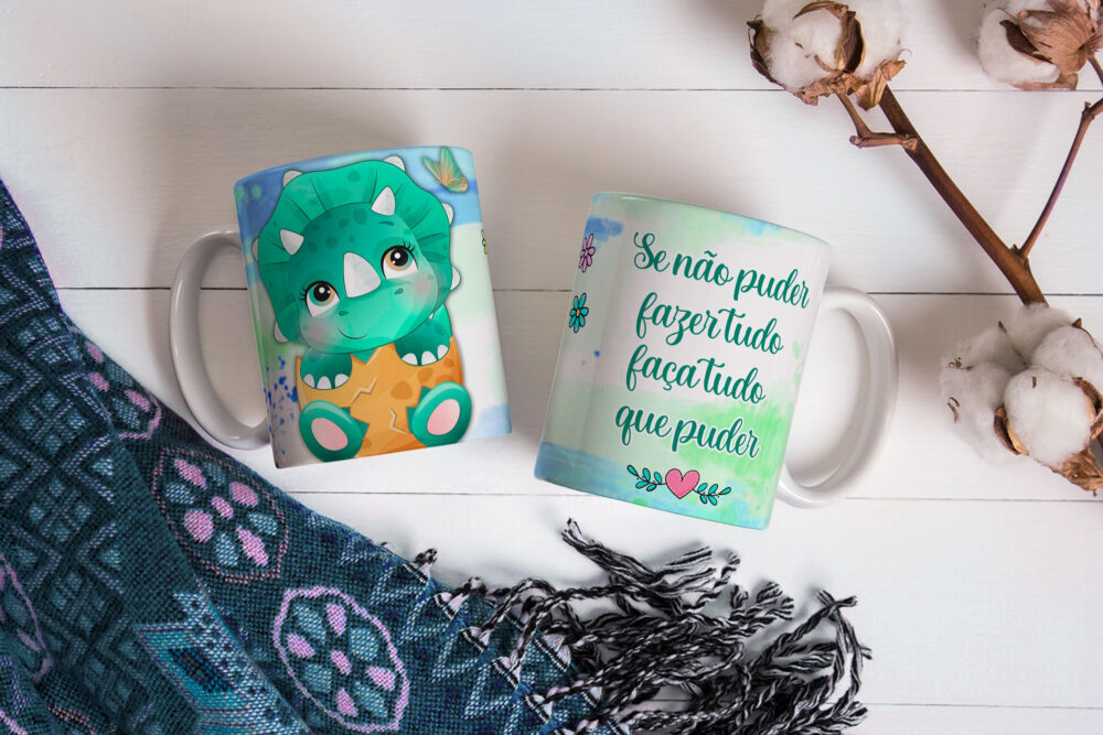 Caneca de Cerâmica 325ml Dinossauro Motivacional 06