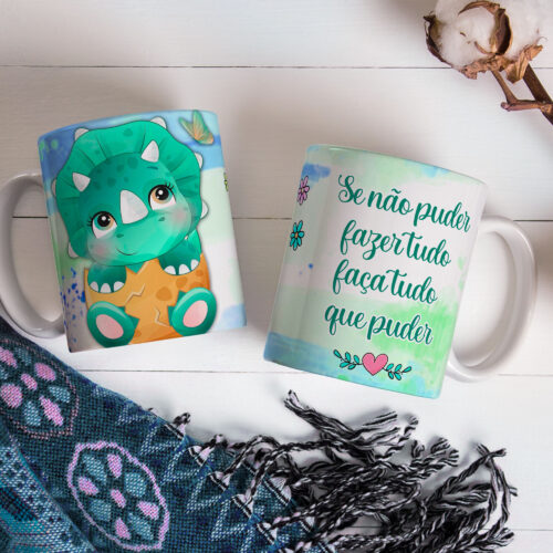 Caneca de Cerâmica 325ml Dinossauro Motivacional 06