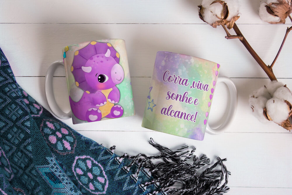 Caneca de Cerâmica 325ml Dinossauro Motivacional 07