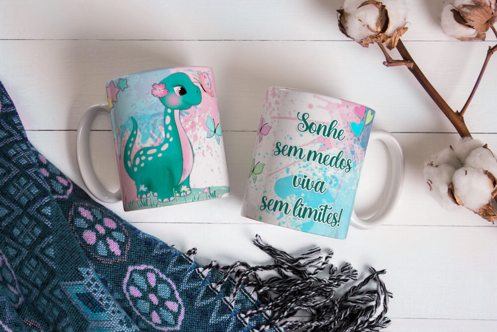 Caneca de Cerâmica 325ml Dinossauro Motivacional 08