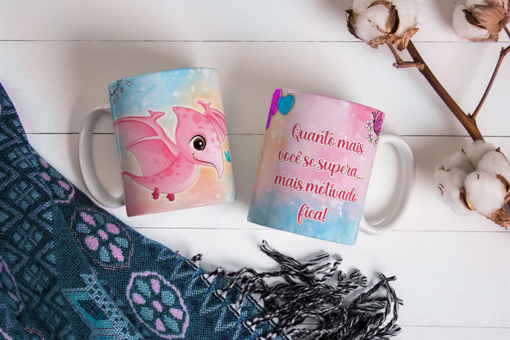 Caneca de Cerâmica 325ml Dinossauro Motivacional 09