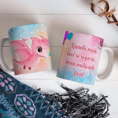 Caneca de Cerâmica 325ml Dinossauro Motivacional 09