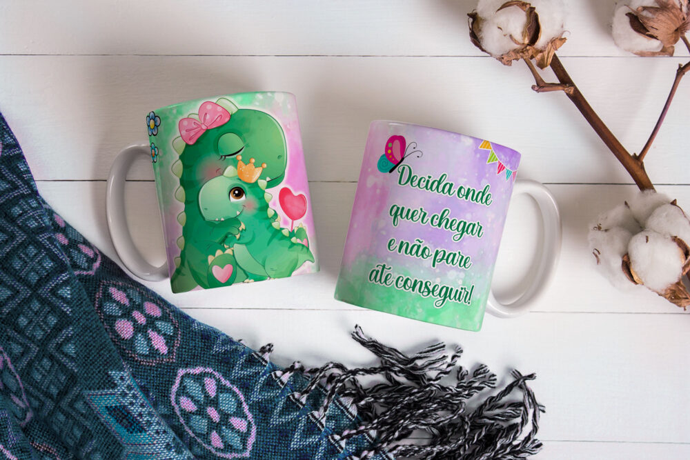 Caneca de Cerâmica 325ml Dinossauro Motivacional 10
