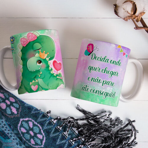 Caneca de Cerâmica 325ml Dinossauro Motivacional 10