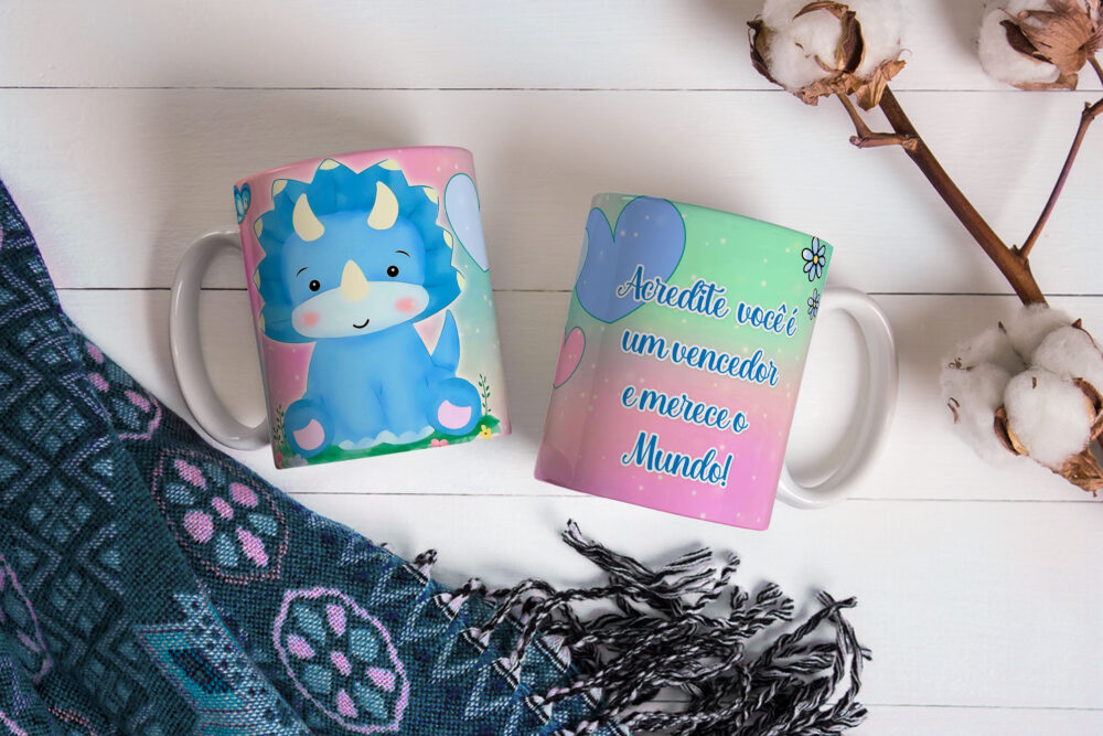 Caneca de Cerâmica 325ml Dinossauro Motivacional 11