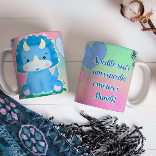 Caneca de Cerâmica 325ml Dinossauro Motivacional 11
