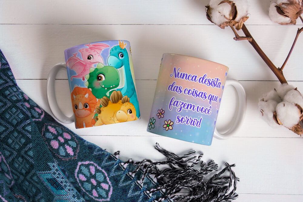 Caneca de Cerâmica 325ml Dinossauro Motivacional 12
